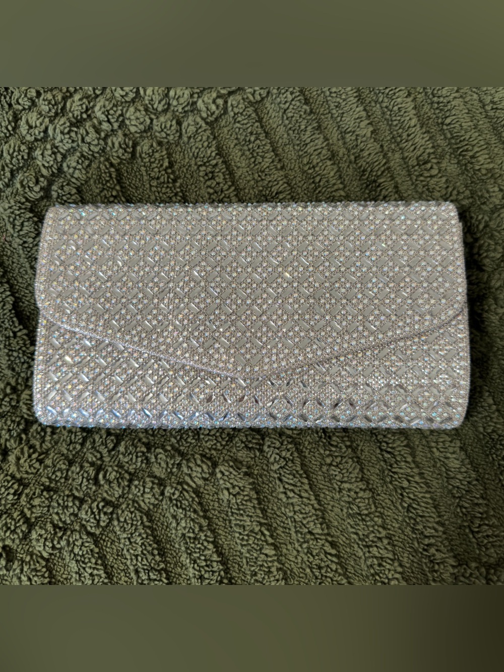 Sparkling Silver Crystal Envelope Clutch